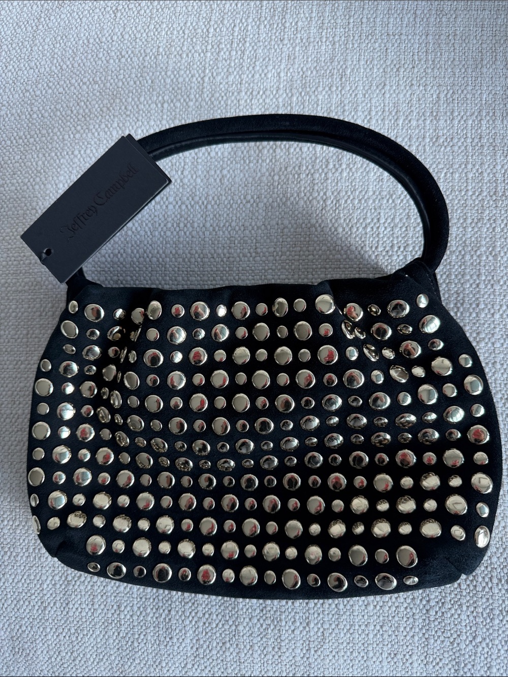 NWT Jeffrey Campbell Black Studded Shoulder Bag with Silver Hardware - Picture 2 of 3